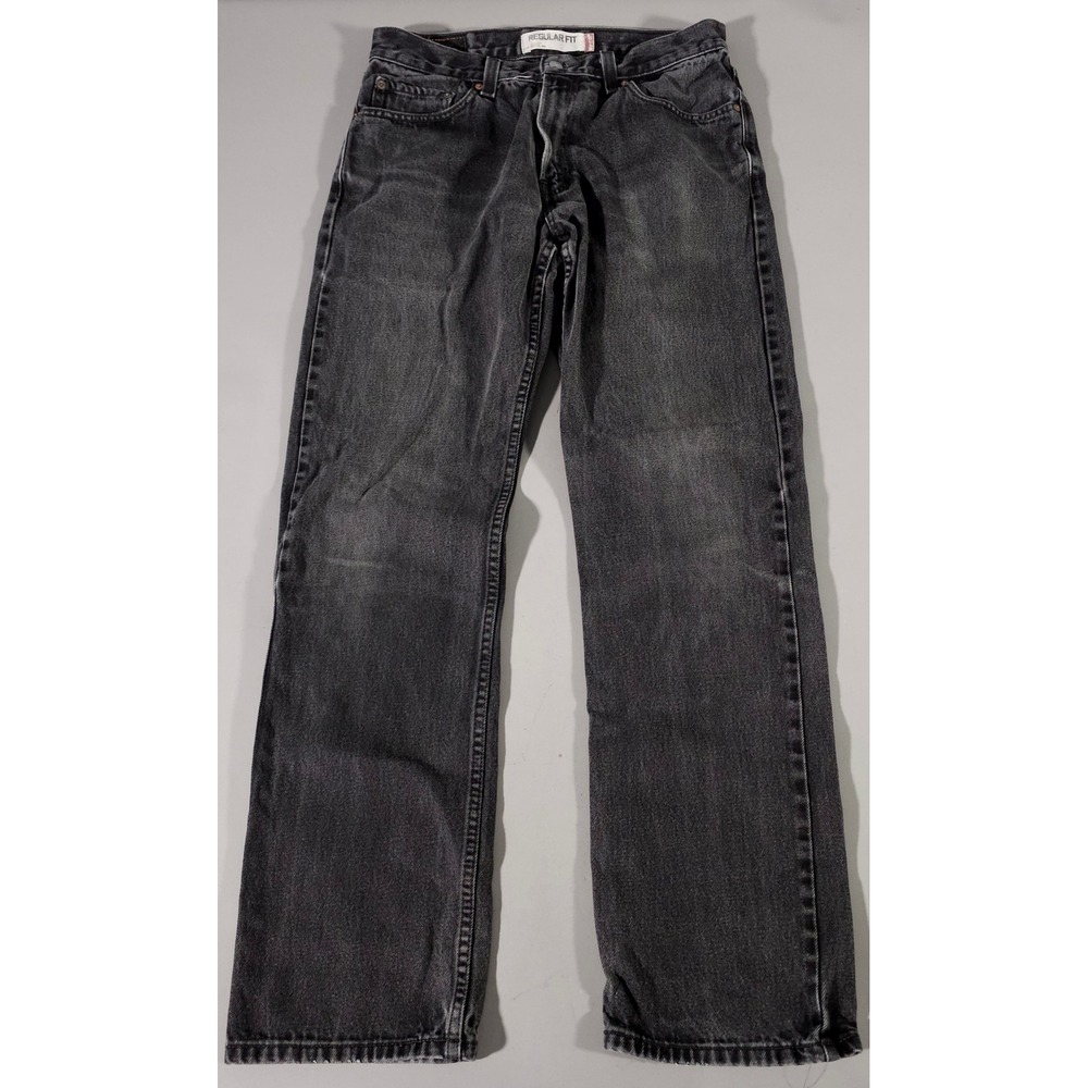 Levi's 505 Regular Fit Jeans Mens 34x34 Black Faded Straight Leg Denim Y2K